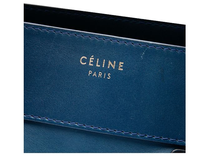 Céline Celine Blue Mini Bicolor Leder Luggage Tote Tasche Blau - Ansicht 6