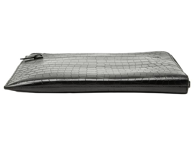 Clutch Saint Laurent in pelle nera con stampa coccodrillo Nero - vista 3