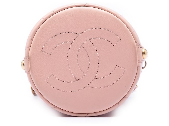 Borsa a sacchetto Chanel Pink Small CC in pelle di vitello e tweed Rosa - vista 3