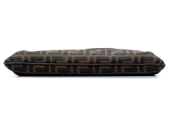 Borsa a tracolla Fendi in tela Zucca marrone - vista 3