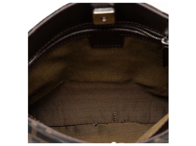Borsa a tracolla Fendi in tela Zucca marrone - vista 4
