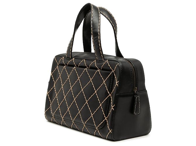 Borsa Chanel Black CC Lambskin Wild Stitch Nero - vista 2