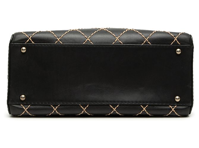 Borsa Chanel Black CC Lambskin Wild Stitch Nero - vista 3
