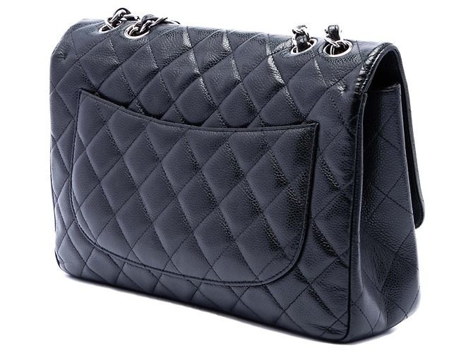 Chanel Black Jumbo Classic Caviar Single Flap Nero - vista 2