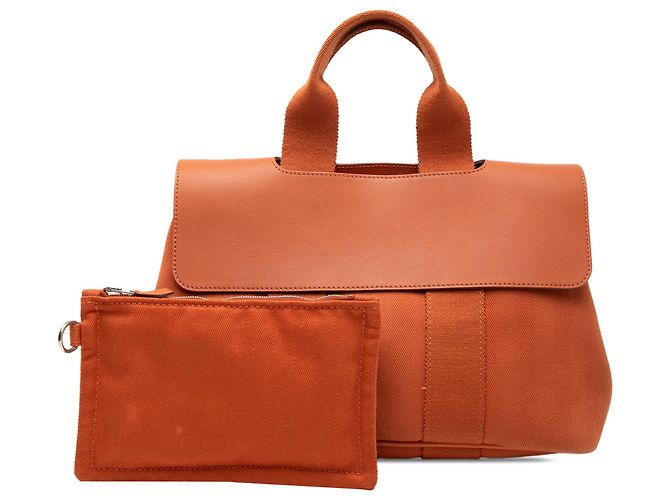 Hermès Orange Toile and Swift Valparaiso PM Arancione - vista 7