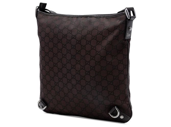 Gucci Borsa a tracolla Abbey D Ring in nylon GG marrone Marrone scuro - vista 2