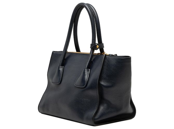 Borsa Prada Blue Glace Calf Twin Pocket Double Handle Blu navy - vista 2