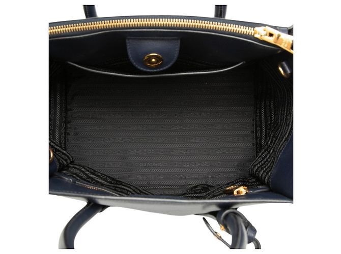 Borsa Prada Blue Glace Calf Twin Pocket Double Handle Blu navy - vista 4