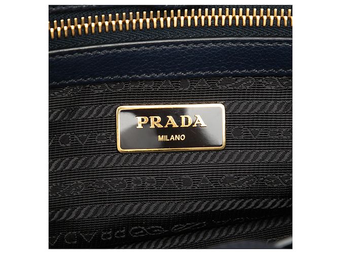 Borsa Prada Blue Glace Calf Twin Pocket Double Handle Blu navy - vista 5