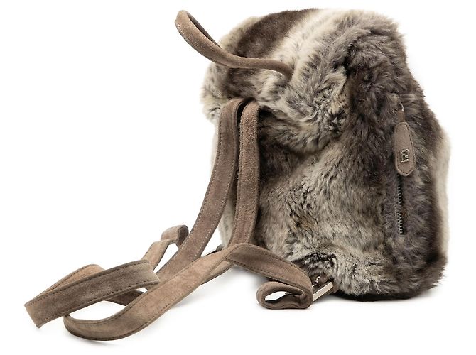 Fendi Rucksack aus grauem Marderfell mit Tie-Dye-Print Braun - Ansicht 2