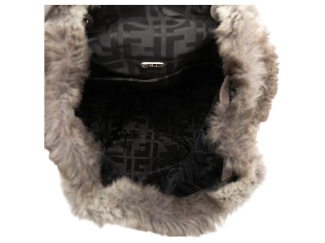 Fendi Rucksack aus grauem Marderfell mit Tie-Dye-Print Braun - Ansicht 4