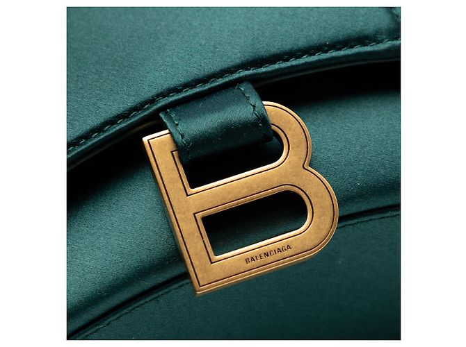 Borsa Balenciaga Hourglass in raso verde XS Verde scuro - vista 5