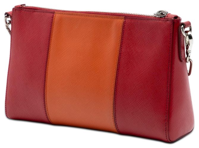 Borsa a tracolla Prada Red Bicolor Saffiano Lux Rosso - vista 2