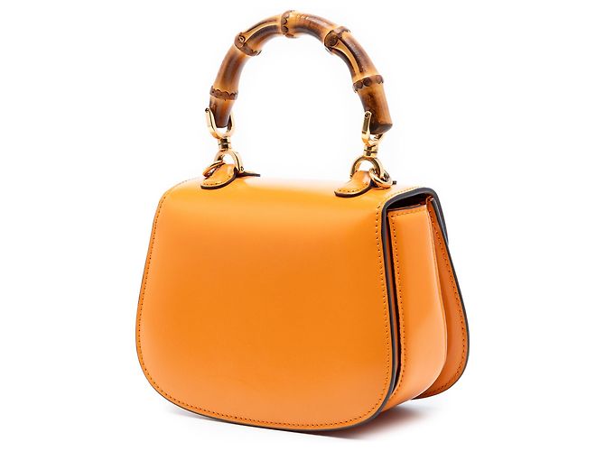 Bamboo Borsa Gucci Orange Mini in pelle di vitello Web 1947 con manico in bambù Arancione - vista 2