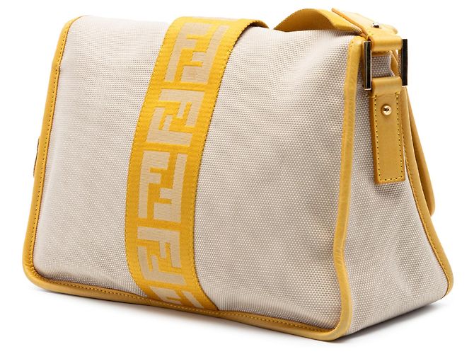 Fendi Beige Canvas Borsa Tape Shoulder Bag - vista 2
