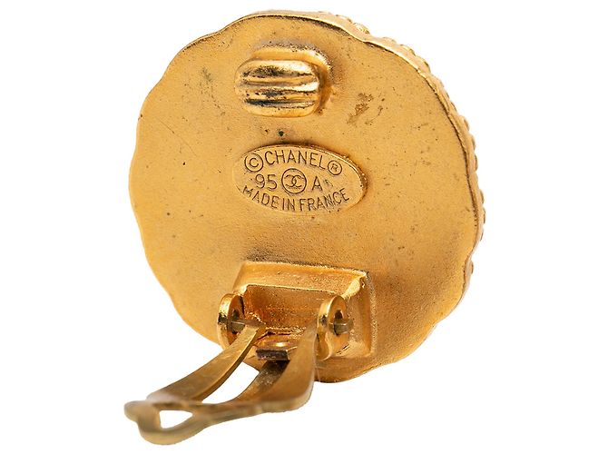 Orecchini Chanel Gold CC placcati oro tondi con clip D'oro - vista 3