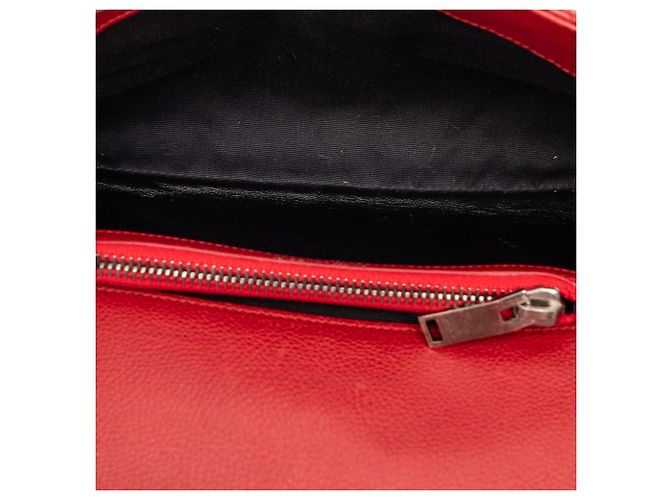 Saint Laurent College Satchel aus rotem Chevron-Lammleder mit Monogramm, Größe Medium - Ansicht 4