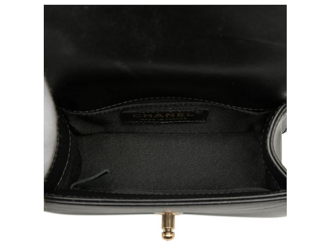 Chanel Black Mini Quilted Lambskin Boy Flap Nero - vista 4