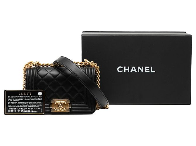 Chanel Black Mini Quilted Lambskin Boy Flap Nero - vista 8