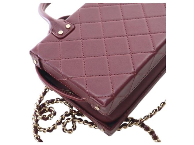 Vanity Necessaire Chanel Convertible com Alça de Mão em Pele de Vitelo Matelassada Small CC Vermelho Bordeaux - vista 13