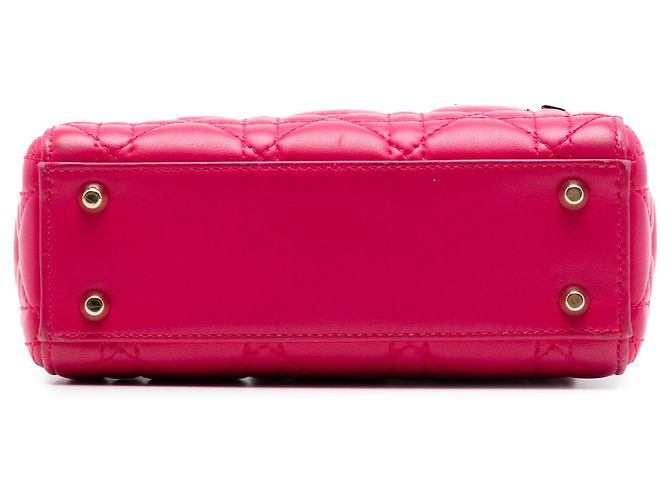 Lady Dior mini in agnello cannage rosa di Dior - vista 3