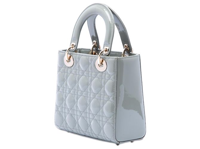 Lady Dior Cannage in vernice grigio Small Marrone Grigio antracite - vista 2