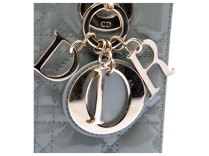 Lady Dior Cannage in vernice grigio Small Marrone Grigio antracite - vista 5
