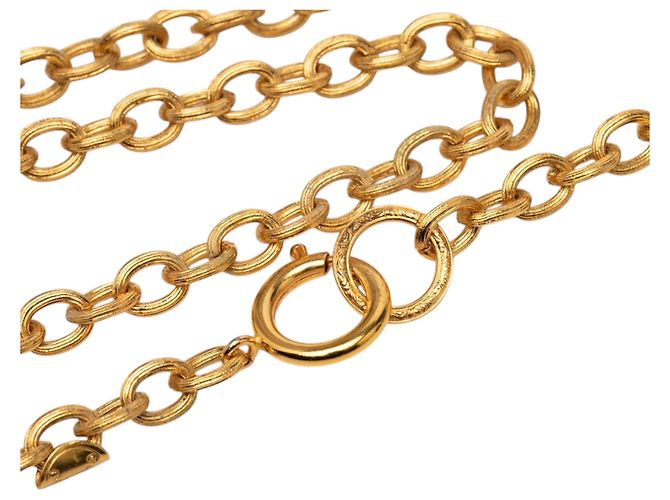 Chanel Gold CC Medaillon Lion Crest Anhänger Halskette vergoldet Golden - Ansicht 4