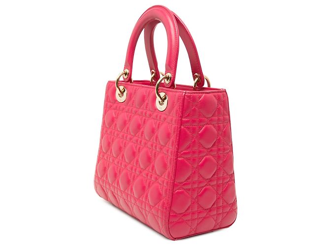 Lady Dior in agnello cannage rosa, misura Medium - vista 2
