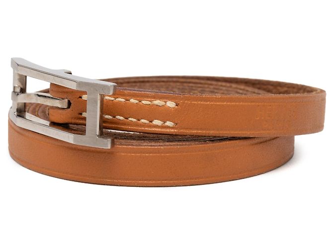 Pulsera Behapi Double Tour en cuero marrón Hermès Castaño - vista 2