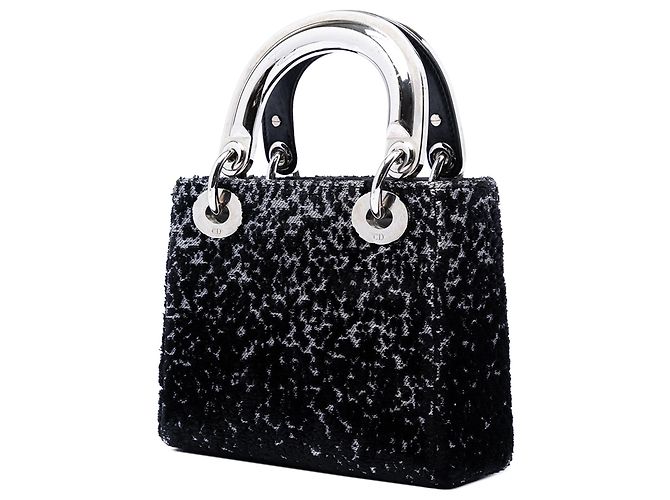 Lady Dior mini in tessuto lamé nero Dior - vista 2