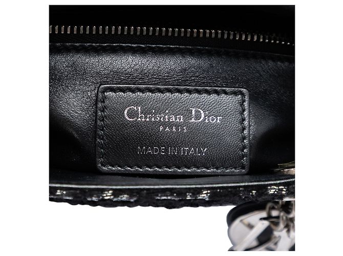 Lady Dior mini in tessuto lamé nero Dior - vista 5