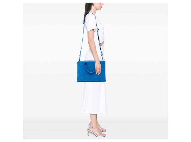 Valigetta in nappa blu Intrecciato Bottega Veneta - vista 7