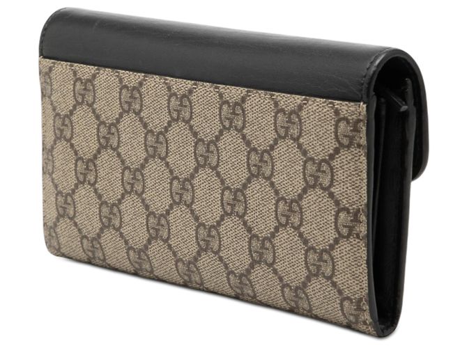 Portafoglio lungo Gucci Beige GG Supreme con peonie e perle - vista 2