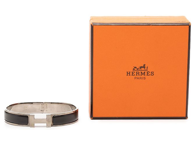 Bracciale Hermès Black Narrow Enamel Clic H PM - vista 6