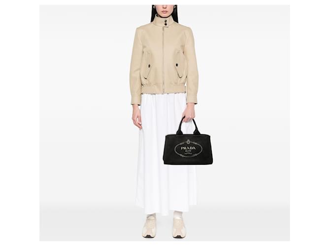 Borsa Prada Black Canvas Canapa Logo Nero - vista 6