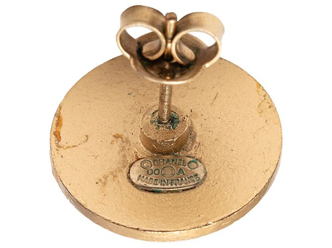 Orecchini Chanel Gold CC placcati oro e strass con clip D'oro - vista 3