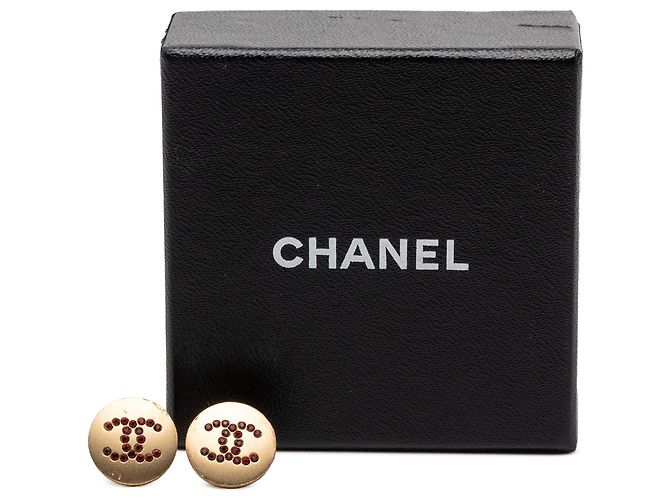 Orecchini Chanel Gold CC placcati oro e strass con clip D'oro - vista 4