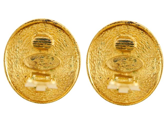 Orecchini Chanel Gold CC Gold Plated Angel Oval Clip On D'oro - vista 2