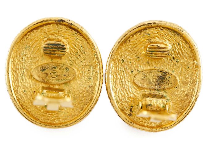 Orecchini Chanel Gold CC Gold Plated Angel Oval Clip On D'oro - vista 3