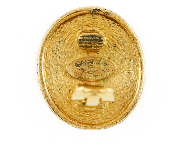 Orecchini Chanel Gold CC Gold Plated Angel Oval Clip On D'oro - vista 4