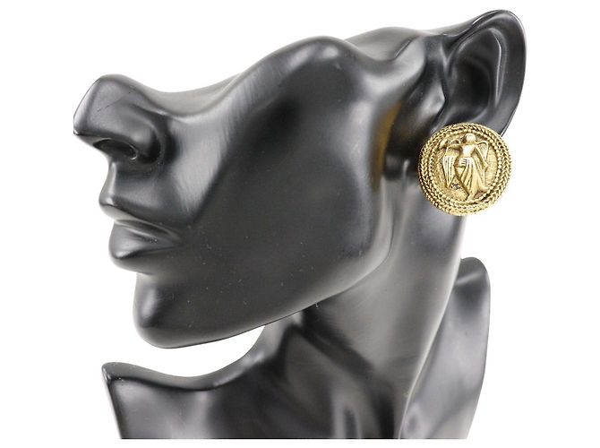 Orecchini Chanel Gold CC Gold Plated Angel Oval Clip On D'oro - vista 5
