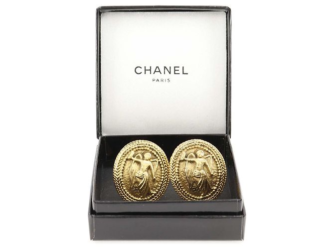 Orecchini Chanel Gold CC Gold Plated Angel Oval Clip On D'oro - vista 6