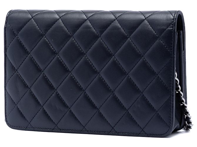 Chanel Blue CC gesteppte Lammfell Wallet on Chain mit Perlenriemen Blau Dunkelblau - Ansicht 2