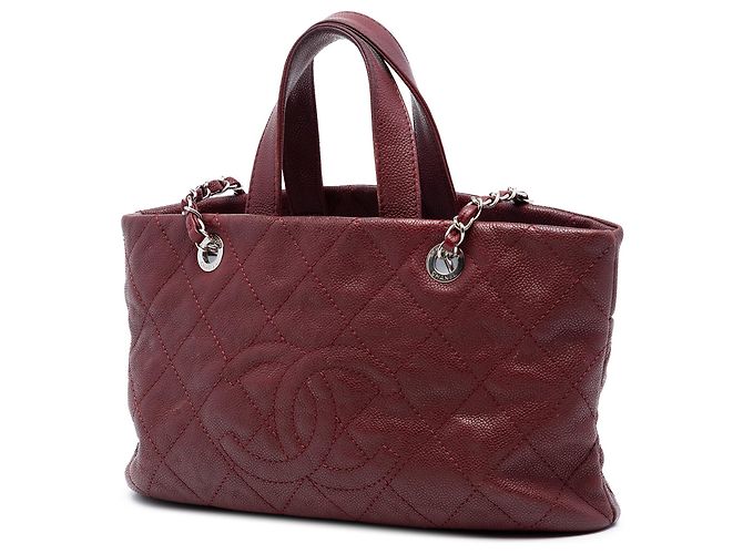 Tote Shopping Chanel in Caviar Trapuntato Rosso Bordò - vista 2