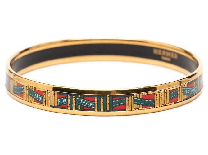 Ring Bracciale rigido in smalto cloisonné rosso stretto Hermès 62 - vista 2