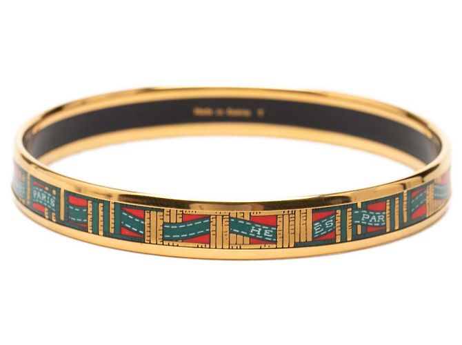 Ring Bracciale rigido in smalto cloisonné rosso stretto Hermès 62 - vista 3