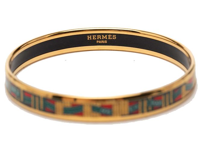 Ring Bracciale rigido in smalto cloisonné rosso stretto Hermès 62 - vista 5