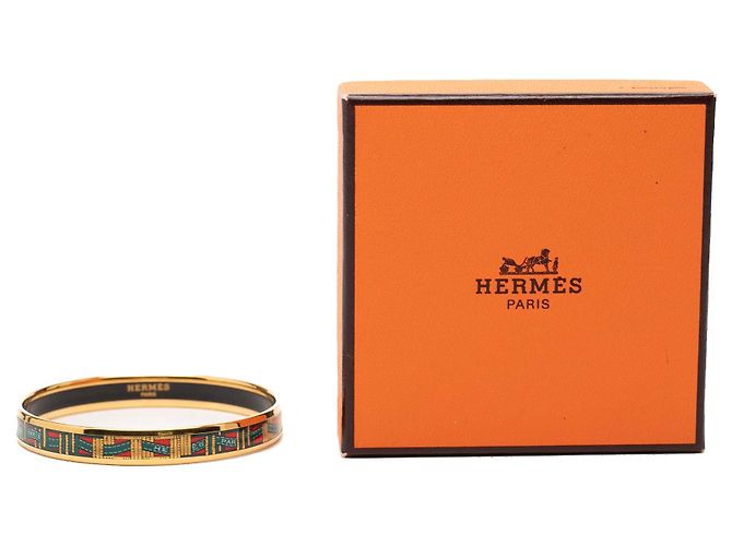 Ring Bracciale rigido in smalto cloisonné rosso stretto Hermès 62 - vista 6