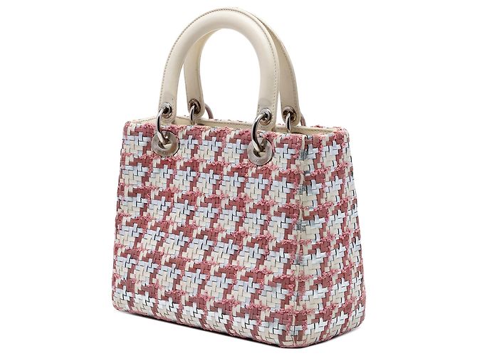 Lady Dior in tweed e agnello intrecciato bianco Medium - vista 2